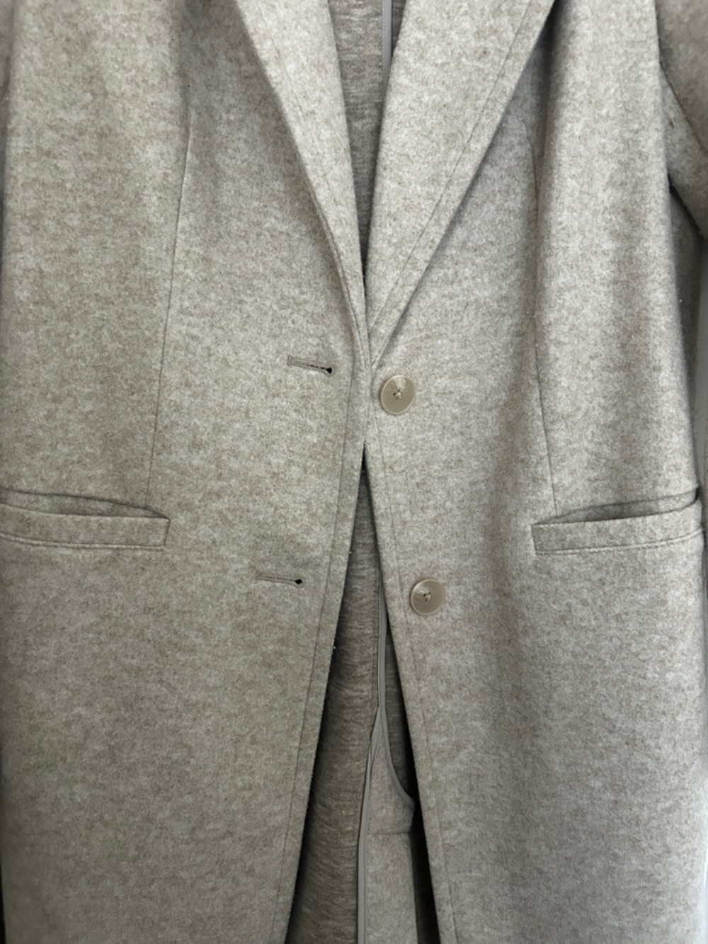 Express Women's Light Cream Wool-Blend Single-Breasted Trench Coat - Picture 3 of 6